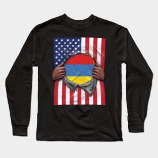 Armenia Flag American Flag Ripped - Gift for Armenian From Armenia Long Sleeve T-Shirt